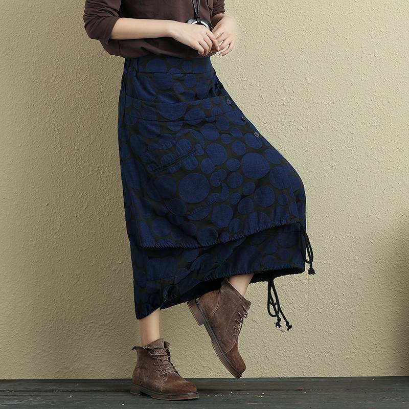 Autumn Women Casual Double Layer Polka Dots Skirt