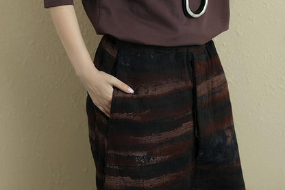 Women Ethnic Loose Cotton Linen Printing Wide Leg Pants