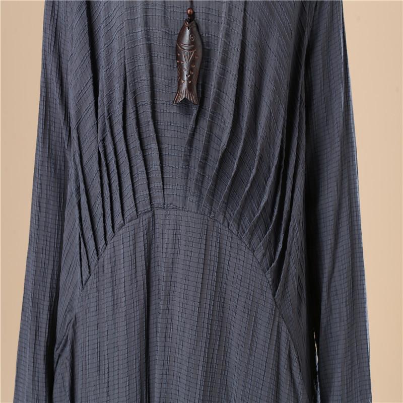Round Neck Pleated Elegant Women Stripe Split Wine Red Dress