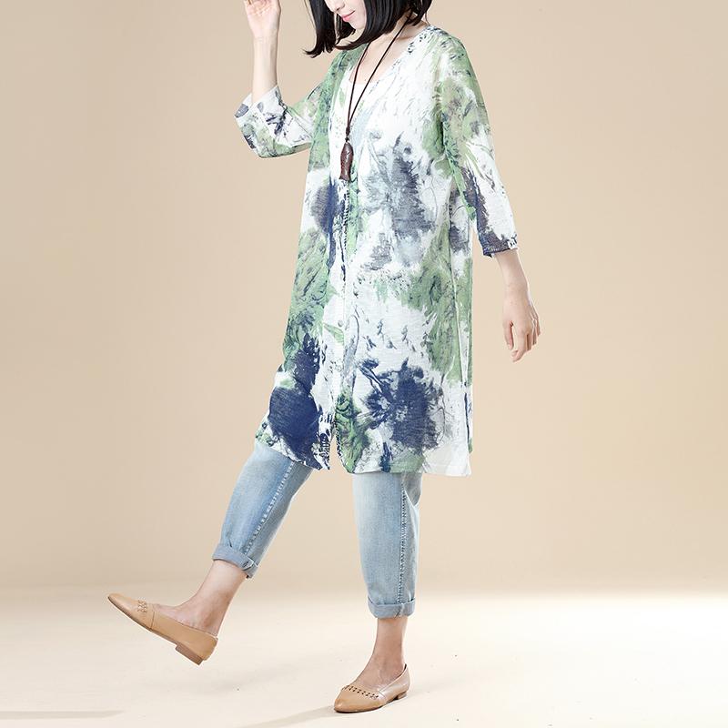 Single Breasted Three Quarter Sleeve Translucent Long Shirt