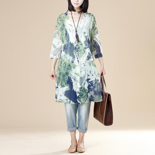 Single Breasted Three Quarter Sleeve Translucent Long Shirt