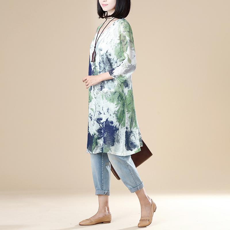 Single Breasted Three Quarter Sleeve Translucent Long Shirt