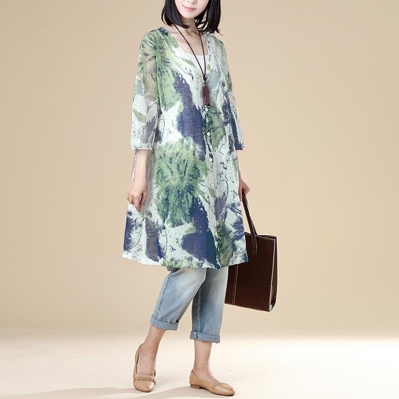 Single Breasted Three Quarter Sleeve Translucent Long Shirt