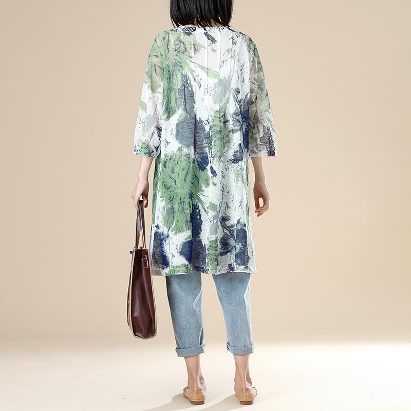 Single Breasted Three Quarter Sleeve Translucent Long Shirt