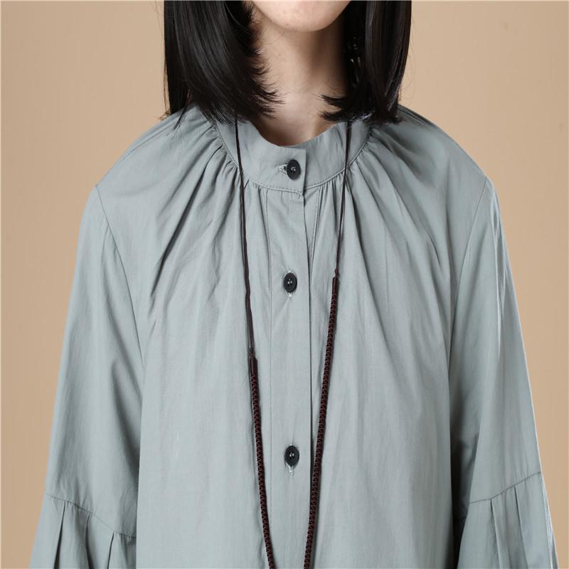 Autumn Women Casual Loose Split Puff Sleeves White Shirt