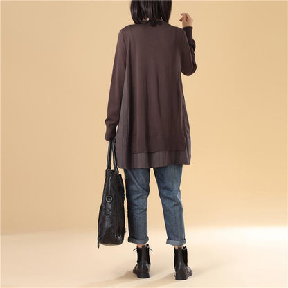 Casual Women Single Breasted Long Sleeve Coffee Printing Sweater