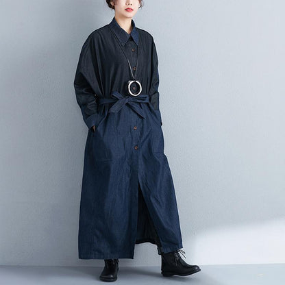 Women Splicing Lacing Loose Long Sleeve Spring Coat