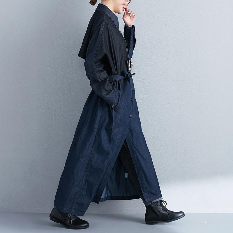 Women Splicing Lacing Loose Long Sleeve Spring Coat