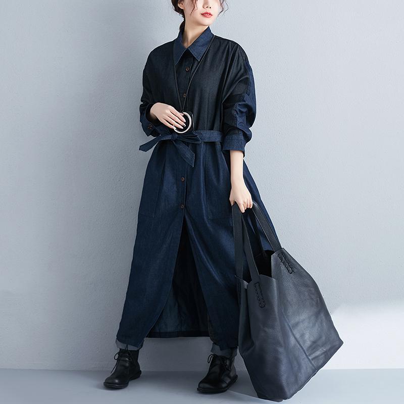 Women Splicing Lacing Loose Long Sleeve Spring Coat