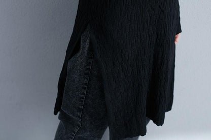 Autumn Winter Women Turtle Neck Long Sleeve Black Dress