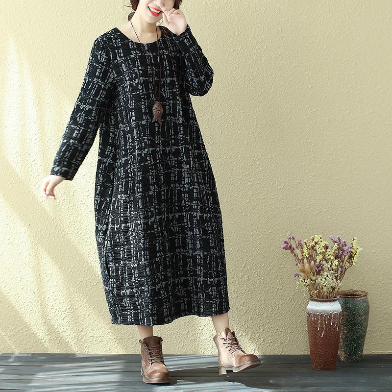 Women Casual Long Sleeve Round Neck Dress