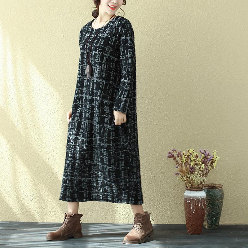 Women Casual Long Sleeve Round Neck Dress