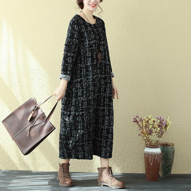 Women Casual Long Sleeve Round Neck Dress