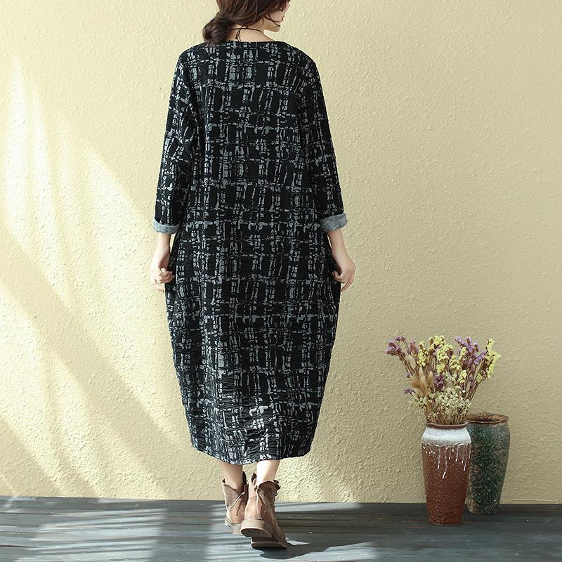 Women Casual Long Sleeve Round Neck Dress