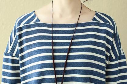 Square Neck Long Sleeve Lacing Stripe Splitting Dress For Women