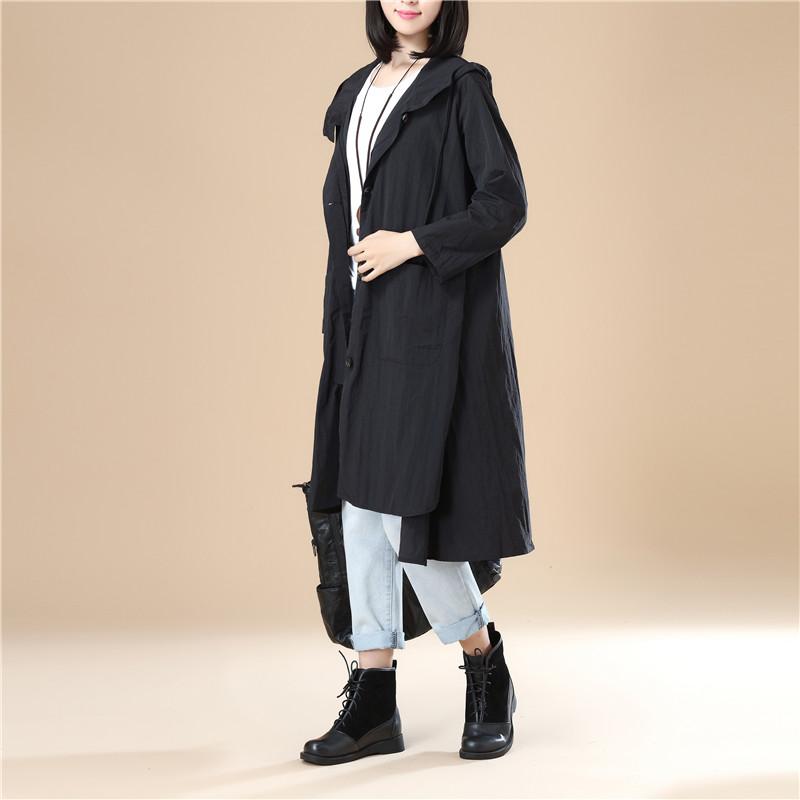 Black Long Sleeves Hoodie Women Split Elastic Band Shirt