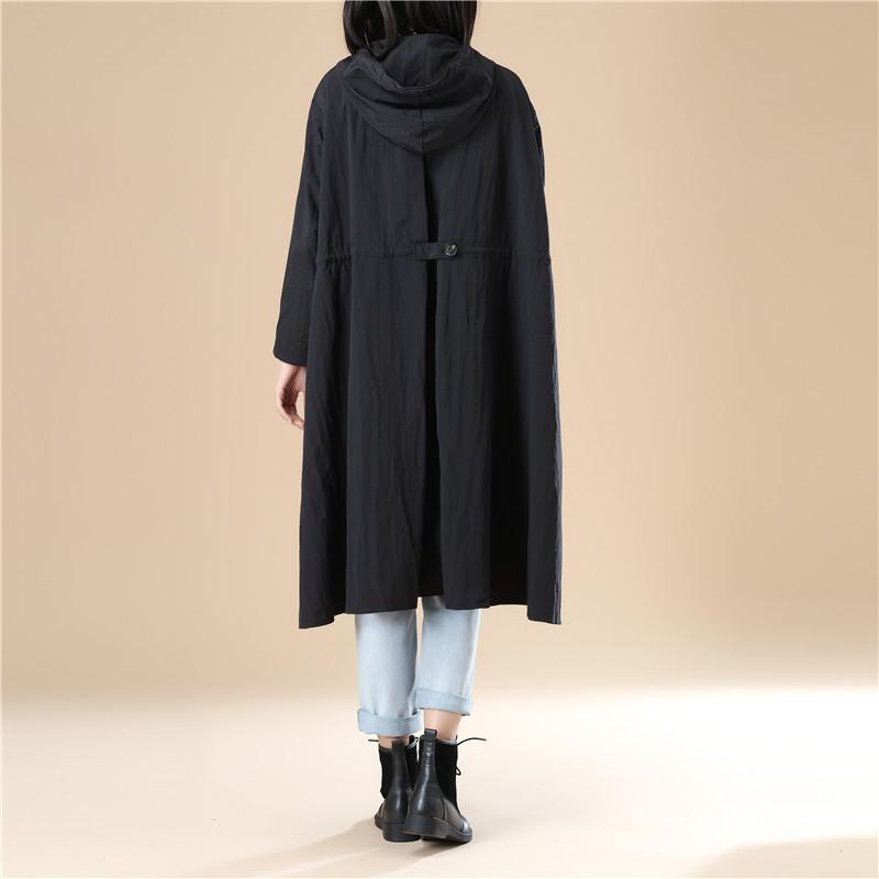 Black Long Sleeves Hoodie Women Split Elastic Band Shirt