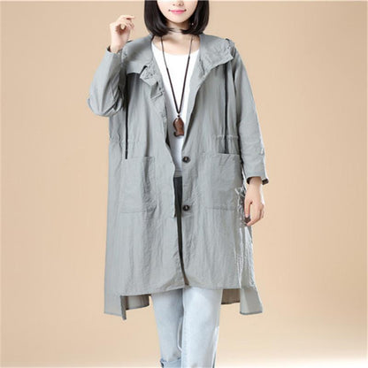 Gray Long Sleeves Hoodie Women Split Elastic Band Shirt