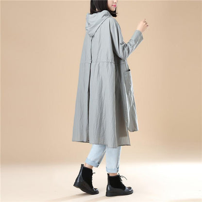Gray Long Sleeves Hoodie Women Split Elastic Band Shirt