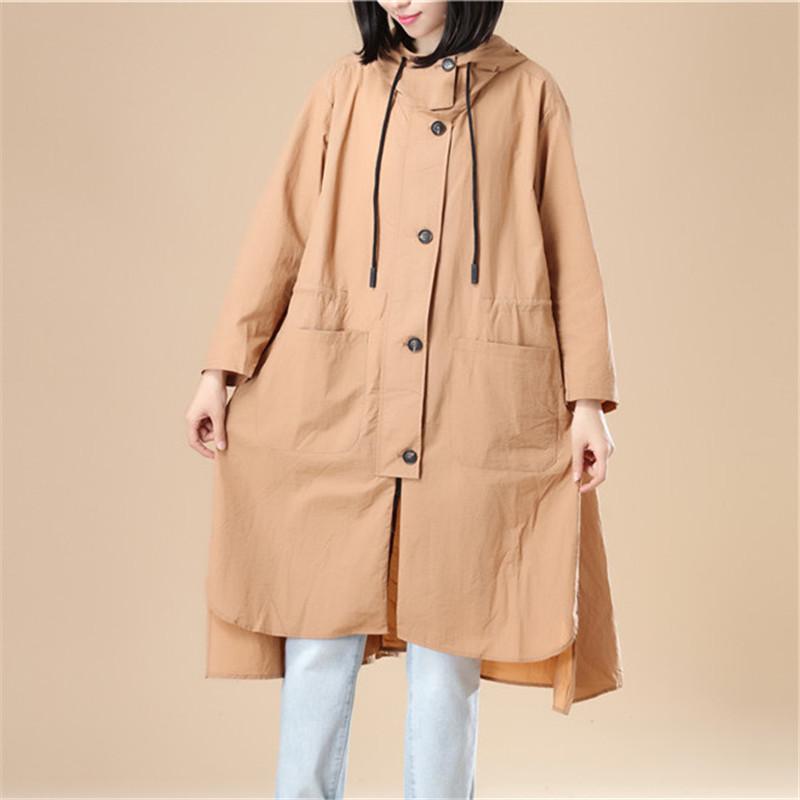 Khaki Long Sleeves Hoodie Women Split Elastic Band Shirt