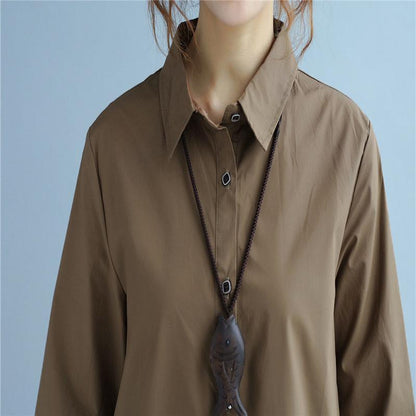 Women Vintage Casual Splicing Summer Irregular Coffee Shirt