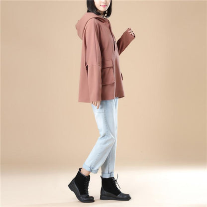 Leisure Women Autumn Long Sleeves Khaki Hoodie Shirt