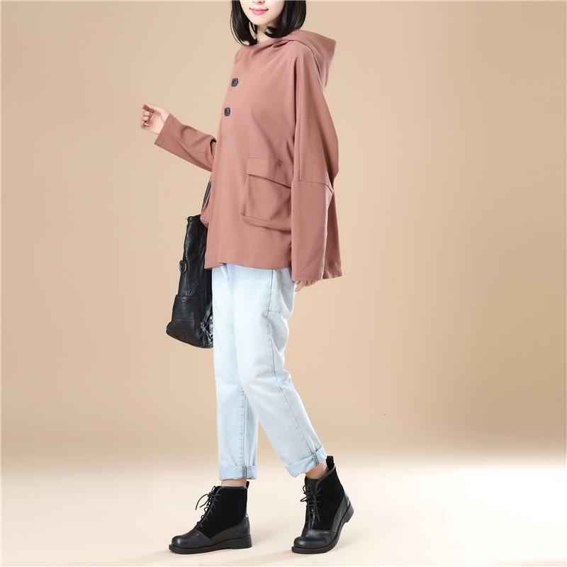Leisure Women Autumn Long Sleeves Khaki Hoodie Shirt
