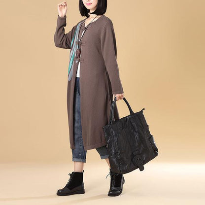 Women Patchwork Printing Cardigan Knitted Sweater Coat