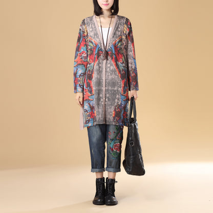 Printing Sweater for Women, Autumn Single Breasted Long Sleeve-Size: US 6-10