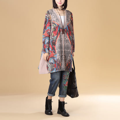 Printing Sweater for Women, Autumn Single Breasted Long Sleeve-Size: US 6-10