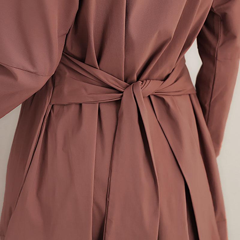 Fashionable Stand Collar Long Sleeve Women Exposed Navel Dress