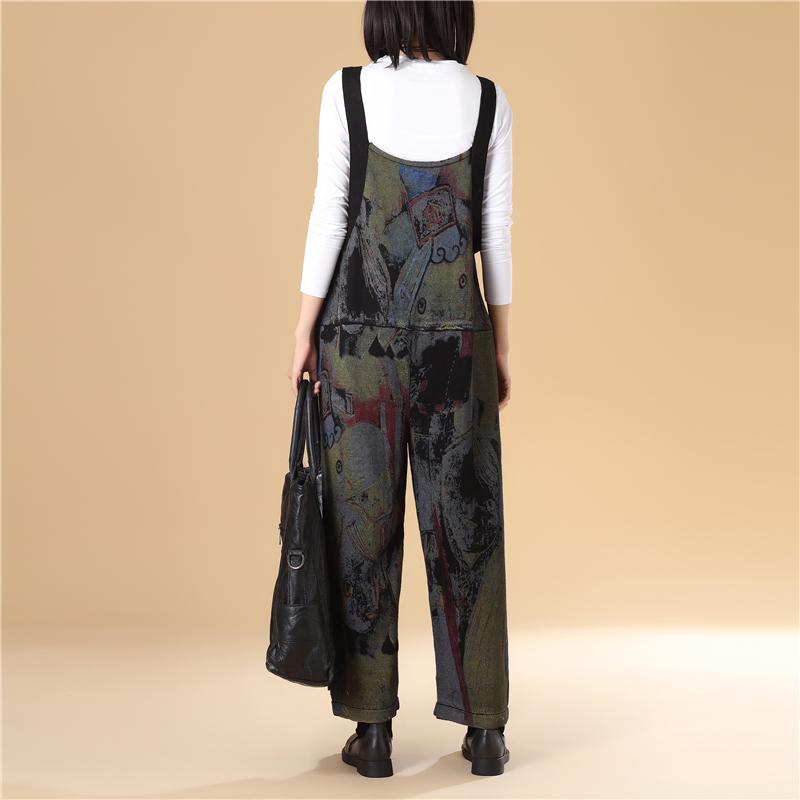 Women Autumn Printing Knitted Sweater Jumpsuit