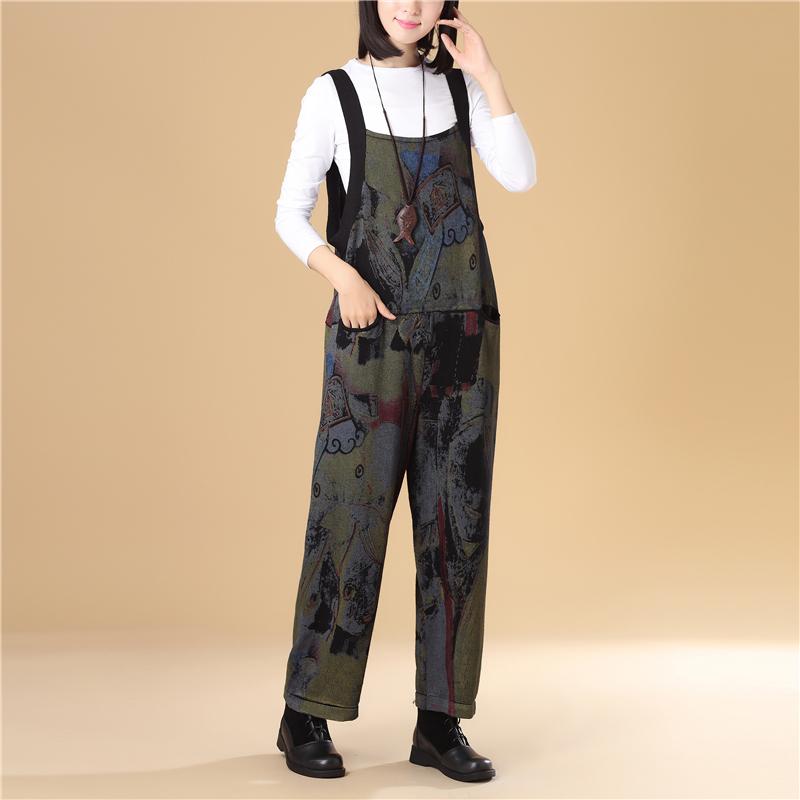 Women Autumn Printing Knitted Sweater Jumpsuit
