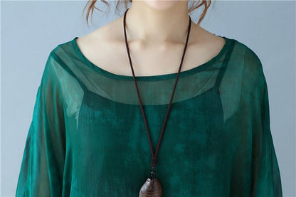 Dyeing Women Loose Casual Summer  Thin Wine Red Dress