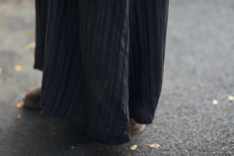 Fashionable Linen Dark Gray Stripe Sleeveless Dress