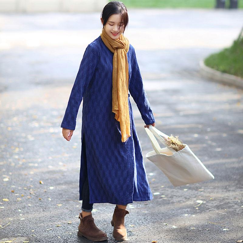 V Neck Long Sleeve Lacing Blue Dress For Women