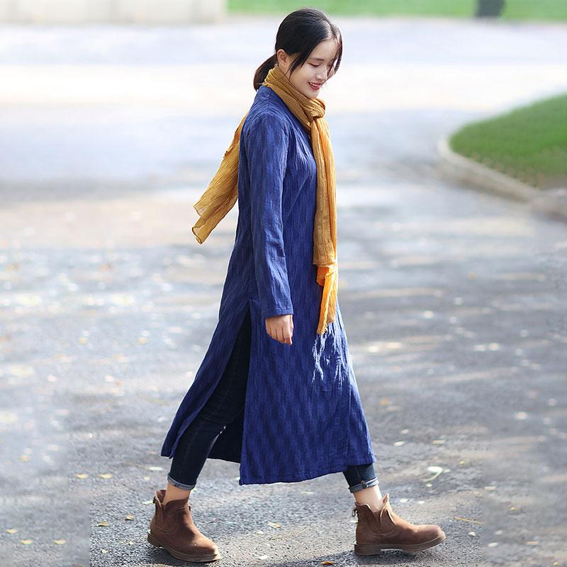 V Neck Long Sleeve Lacing Blue Dress For Women