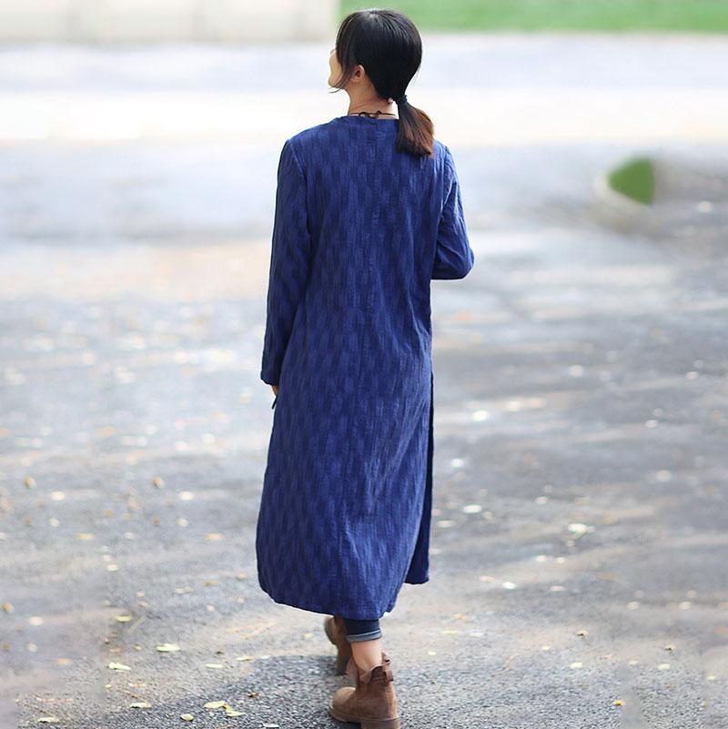 V Neck Long Sleeve Lacing Blue Dress For Women
