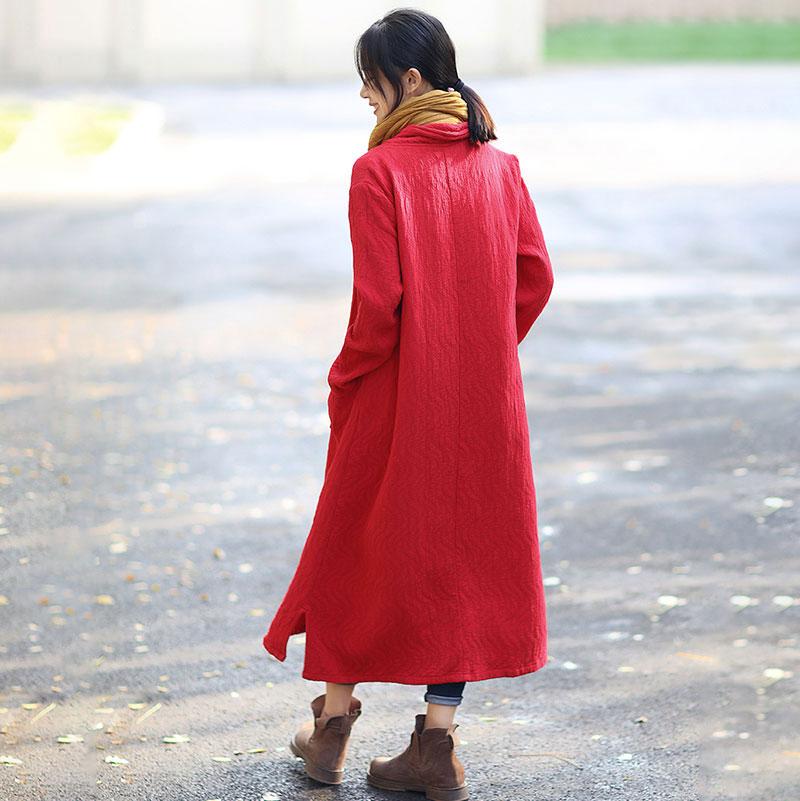 Retro Side Slit Long Sleeve Plain Cardigan Coat