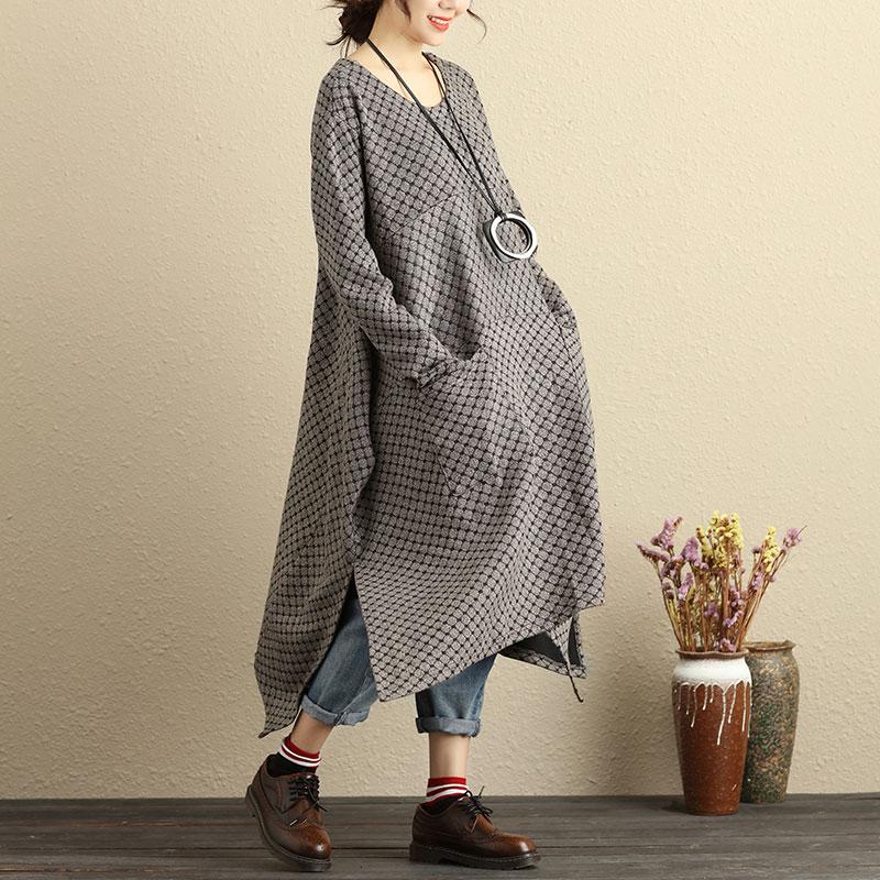 Autumn Loose Casual Women Round Neck Long Sleeve Dress