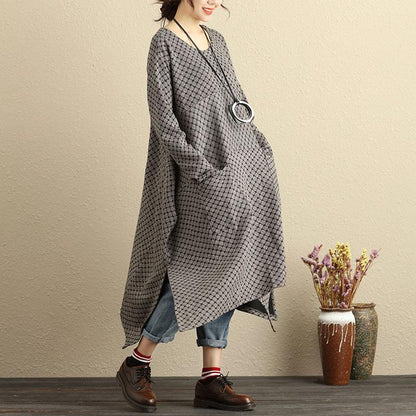 Autumn Loose Casual Women Round Neck Long Sleeve Dress