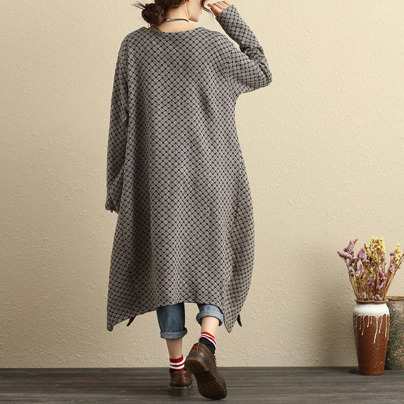 Autumn Loose Casual Women Round Neck Long Sleeve Dress