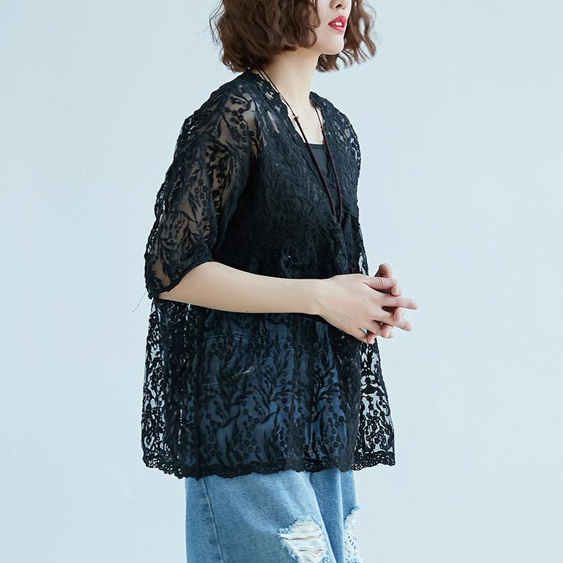 Women V Neck Embroidery Two Piece Set Tops