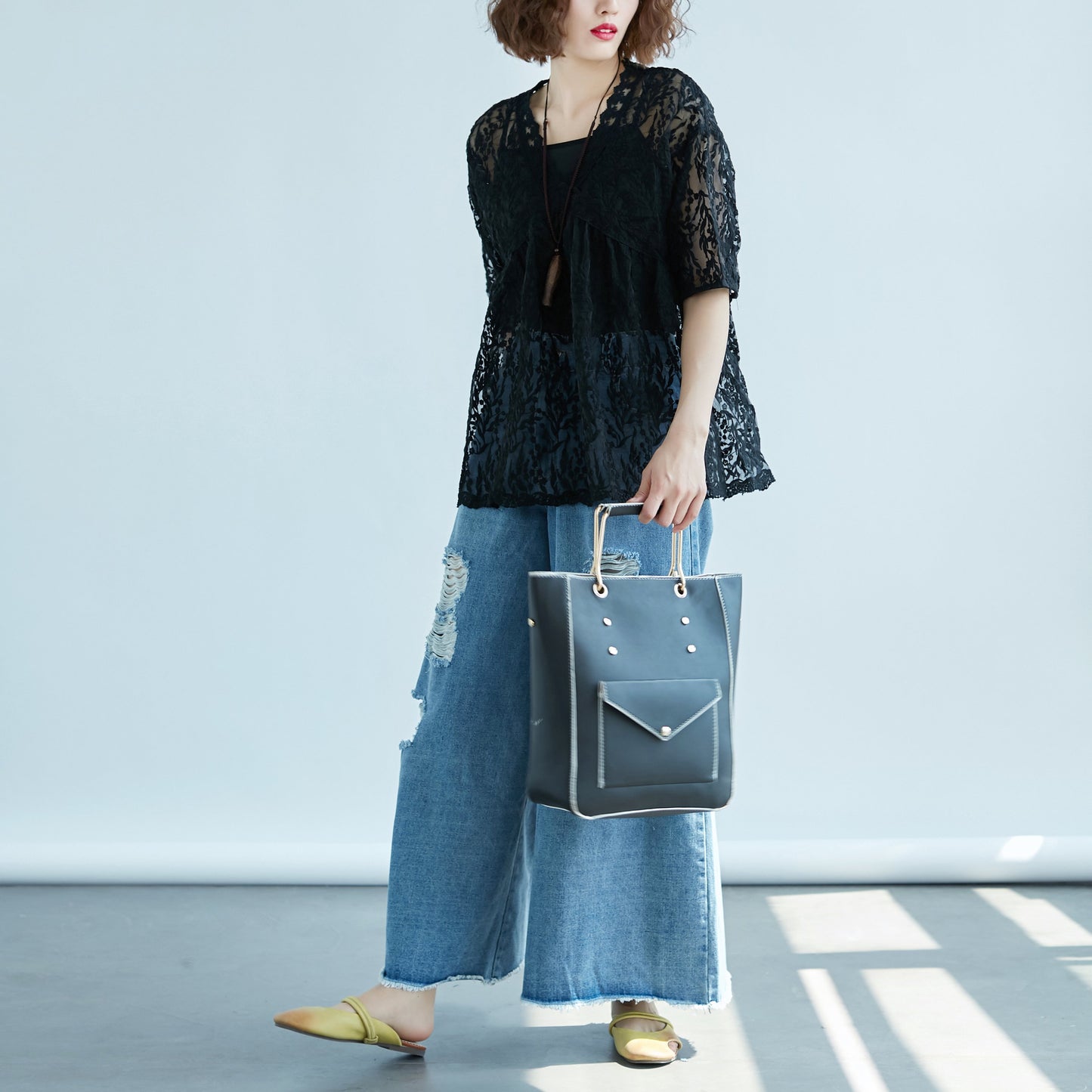 Women V Neck Embroidery Two Piece Set Tops