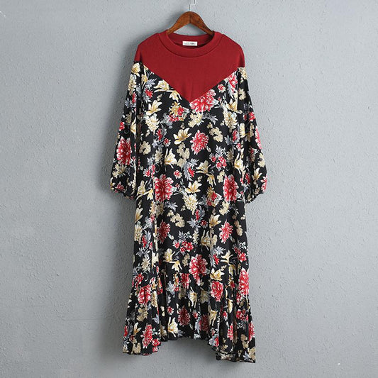 Splicing Women Dress Printed Floral Summer Dress