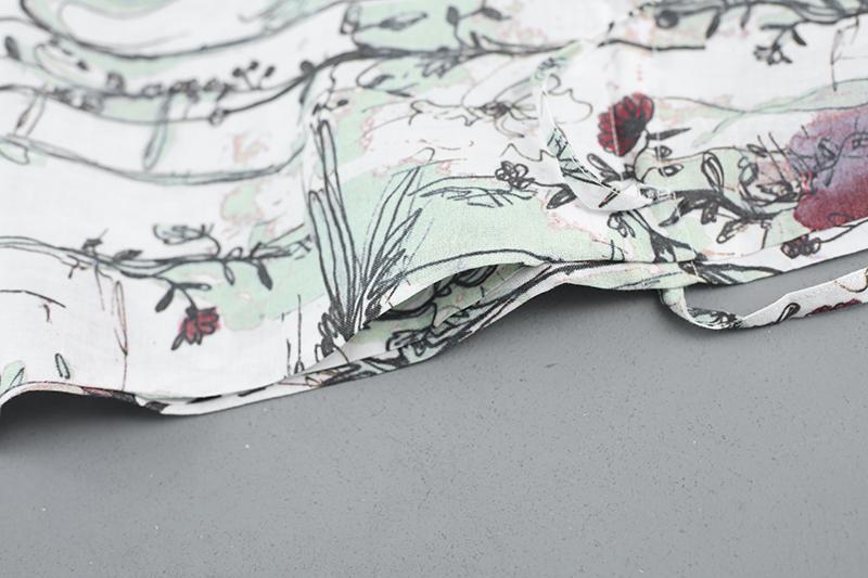 Casual Short Sleeve Linen Loose Printing Dress