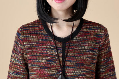 Women Casual Long Sleeve Pockets Literature Dress