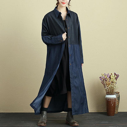 Splicing Lacing Loose Long Sleeve Autumn Coat For Women
