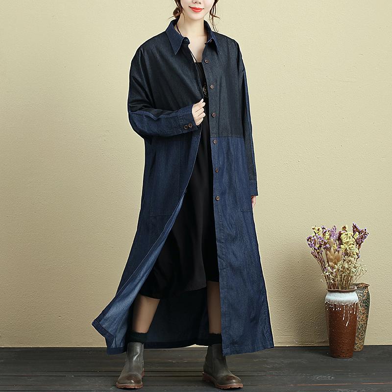 Splicing Lacing Loose Long Sleeve Autumn Coat