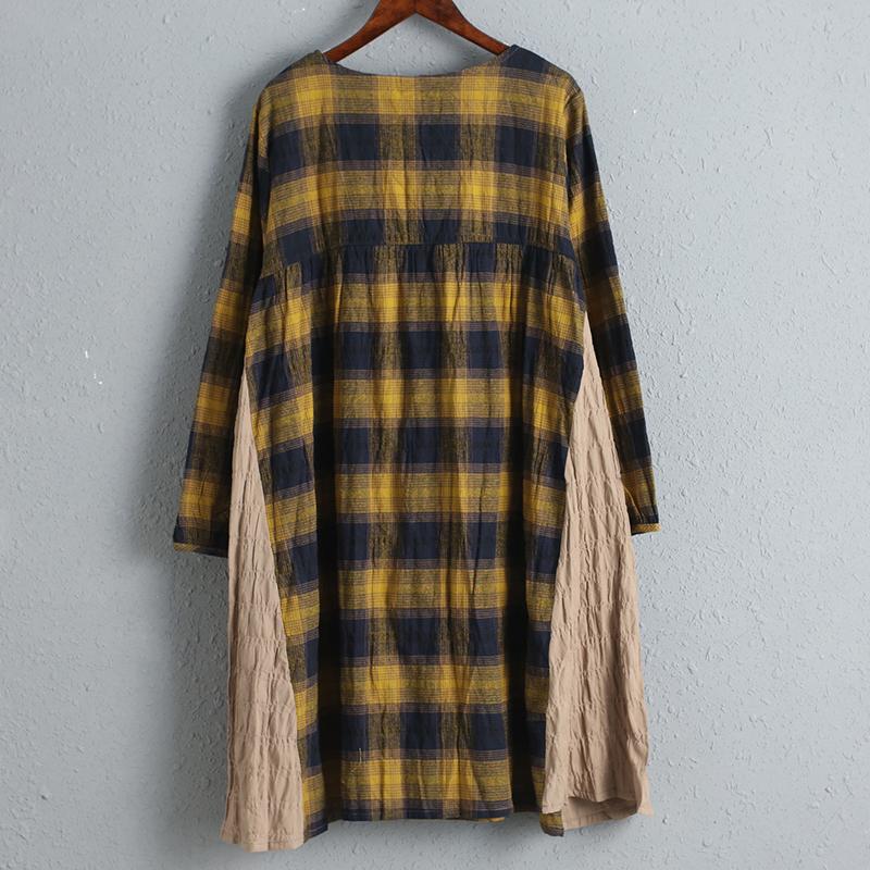 Long Sleeves Women Autumn Spring Plaid Dress